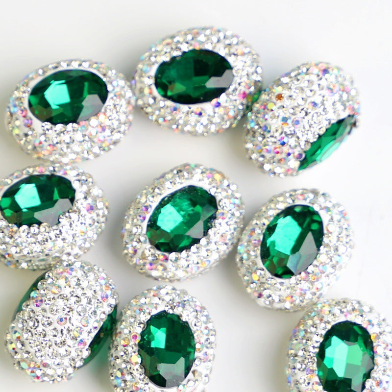 Wholesale Pigeon Egg Clay Inlaid with Diamond Straight Hole Diamond Beads